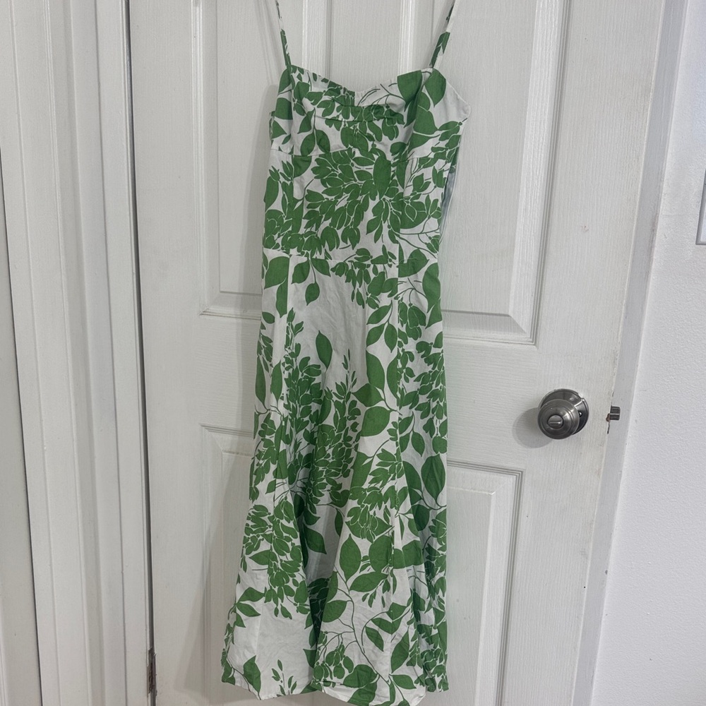 Zara Green Botanical Print Midi Dress